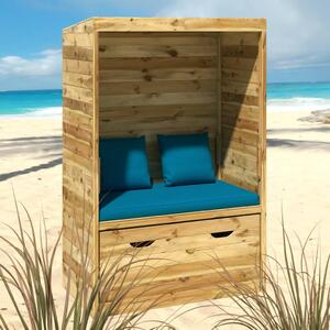 Scaun de plajă Strandkorb cu sertar 112x60x168cm lemn masiv pin