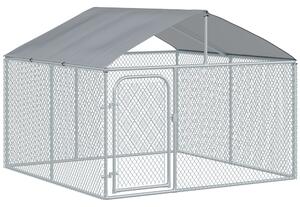 PawHut Tarc pentru caini de exterior, cu acoperis impermeabil, 230x230x175cm
