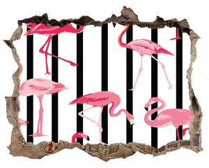 Fototapet 3D gaură în perete Baruri flamingos