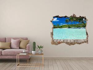 Autocolant 3D gaura cu priveliște Plaja tropicala