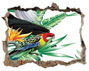 Autocolant gaură 3D Păsări tropicale