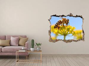 Autocolant de perete gaură 3D Albine pe o floare