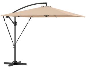 Outsunny Umbrelă Suspendată 2.5x2.5 m cu Acoperire, Corzi Antivânt, Bază în Cruce și Manivelă, Umbrelă de Grădină Inclinabilă și Rotativă 360° din Metal și Poliester 180 g/m², UV50+, Gri | Aosom Romania