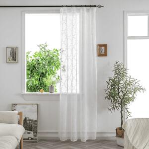 Perdea alba VINTORA cu model de frunze 140x250 cm Agatat: Inele metalice