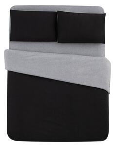 Lenjerie de pat neagră-gri din bumbac pentru pat de o persoană-extins și cearceaf 160x220 cm – Mila Home