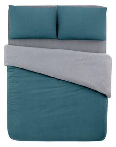 Lenjerie de pat verde petrol-gri din bumbac pentru pat de o persoană-extins și cearceaf 160x220 cm – Mila Home