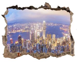 Fototapeta dziura na ścianę 3d Hong kong panorama