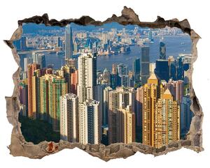 Fototapeta dziura na ścianę 3d Hong kong panorama