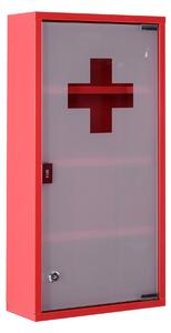 HOMCOM Dulap Prim Ajutor Montabil Perete, Cutie Medicamente, 60x30x12 cm, Roșu | Aosom Romania