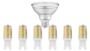 Becuri 6xLED 3,3W (330lm) G9 + 1xLED 8W (633lm) Par30 E27 Dim. - Osram