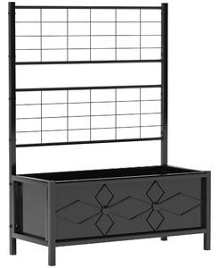 Outsunny Jardinieră cu Grilaj pentru Plante Cățărătoare din Oțel cu 2 Orificii de Drenaj, 90x40x120 cm, Negru | Aosom Romania