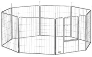 PawHut Țarc pentru Animale de Companie din 8 Panouri, Pliabil și Portabil, 160x160x80 cm, Argintiu | Aosom Romania