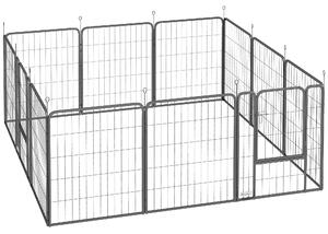 PawHut Țarc pentru Câini din 12 Panouri Portabil și Detașabil, 204x204x80 cm, Negru | Aosom Romania
