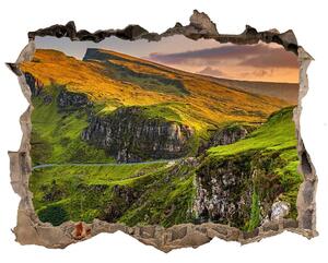 Autocolant 3D gaura cu priveliște Dealurile din scoția