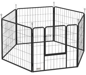 PawHut Țarc pentru Câini Portabil din 6 Panouri, 160x80x80 cm, Negru | Aosom Romania