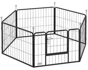 PawHut Țarc pentru Câini Portabil din 6 Panouri, 160x80x60 cm, Negru | Aosom Romania