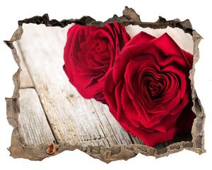 Autocolant 3D gaura cu priveliște Trandafiri pe lemn