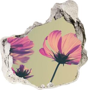 Autocolant un zid spart cu priveliște flori roz