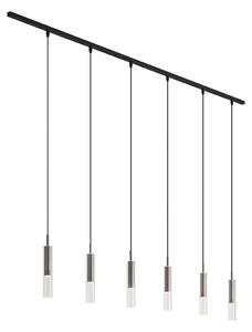Sistem de iluminat cu șină modern negru cu 6 lămpi suspendate gunmetal monofazate - Slimline Loyce
