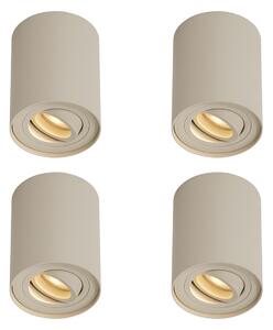 Set de 4 spoturi moderne bej montate la suprafață GU10 50mm rotative și înclinabile - Rondoo Up