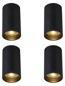 Set de 4 spoturi moderne negre montate la suprafață 5,5 cm GU10 50 mm - Tuba