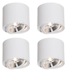 Set de 4 spoturi moderne de plafon albe rotative și înclinabile AR111 - Rondoo Up