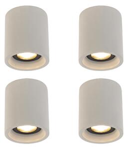 Set de 4 spoturi rustice de tavan beton rotund - Deep