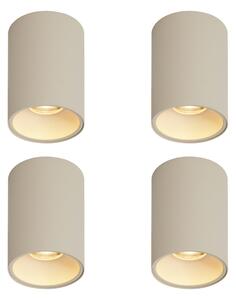 Set de 4 spoturi moderne bej montate la suprafață GU10 50mm Rotund - Deep