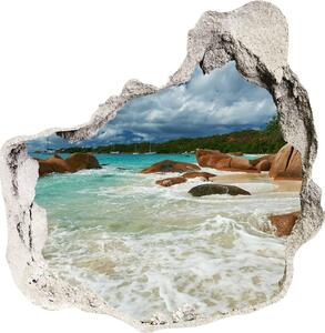 Fototapet un zid spart cu priveliște plaja Seychelles