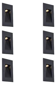 Set de 6 Aplice Moderne Îngropate Negre 7cm Incl. LED IP65 - Trem