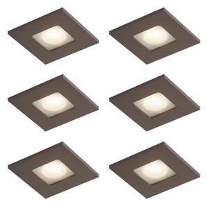 Set de 6 spoturi încastrate moderne bronz închis pătrat IP44 - Qure