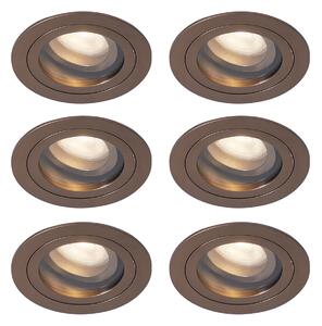 Set de 6 spoturi încastrate moderne bronz închis rotative și înclinabile IP44 - Chuck