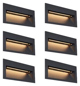 Set de 6 Aplice Moderne Îngropate Negre 16cm Incl. LED IP65 - Mert