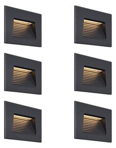 Set de 6 Aplice Moderne Incastrabile Negre 11.5cm Incl. LED IP65 - Trem