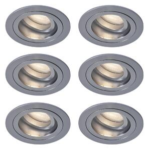 Set de 6 spoturi încastrate moderne Gunmetal reglabile IP44 - Chuck
