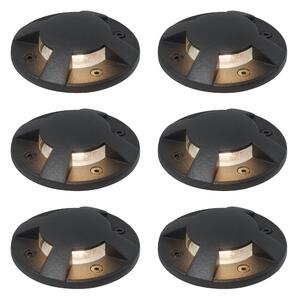 Set de 6 spoturi moderne de sol negre GU10 50mm Efect de 4 lumini IP65 - Cellar