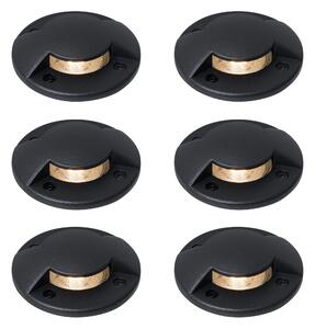 Set de 6 spoturi moderne de sol negre GU10 50mm Efect de lumină dublă IP65 - Cellar