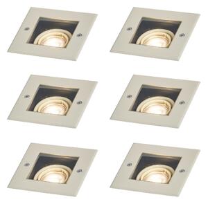 Set de 6 spoturi moderne bej de sol GU10 50mm rotative și înclinabile IP65 - Oneon
