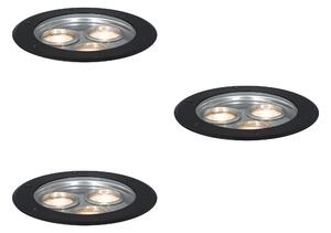 Set de 3 spoturi moderne de sol negre cu 3 lumini IP65 - Tribus