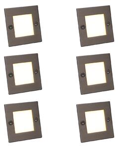 Set de 6 spoturi încastrate moderne oțel, inclusiv LED - Square 7