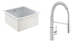 Set baterie bucătărie Grohe Get 30361000, chiuveta din otel Grohe K700 31578SD1
