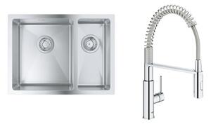 Set chiuveta din otel Grohe K700 31577SD1, baterie bucătărie Grohe Get 30361000