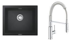 Set baterie bucătărie Grohe Get 30361000, chiuvetă din granit Grohe K700 31654AP0