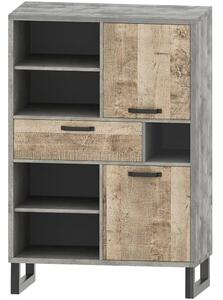 Comoda Bari, stejar nisip/gri, PAL, 90x45x134 cm
