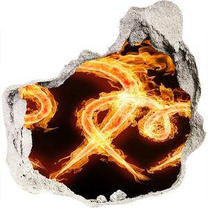Autocolant gaură 3D inima de foc