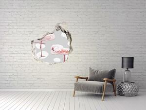 Autocolant de perete gaură 3D Flamingos