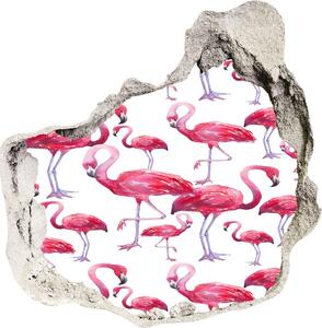 Fototapet 3D gaură în perete Flamingos
