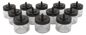 Set 12 recipiente condimente 430KSV1431, transparent/negru, sticla, 30