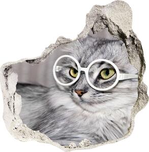 Autocolant un zid spart cu priveliște Cat cu ochelari