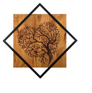 Decoratiune perete TREE 2, nuc/negru, lemn/metal, 54x54 cm